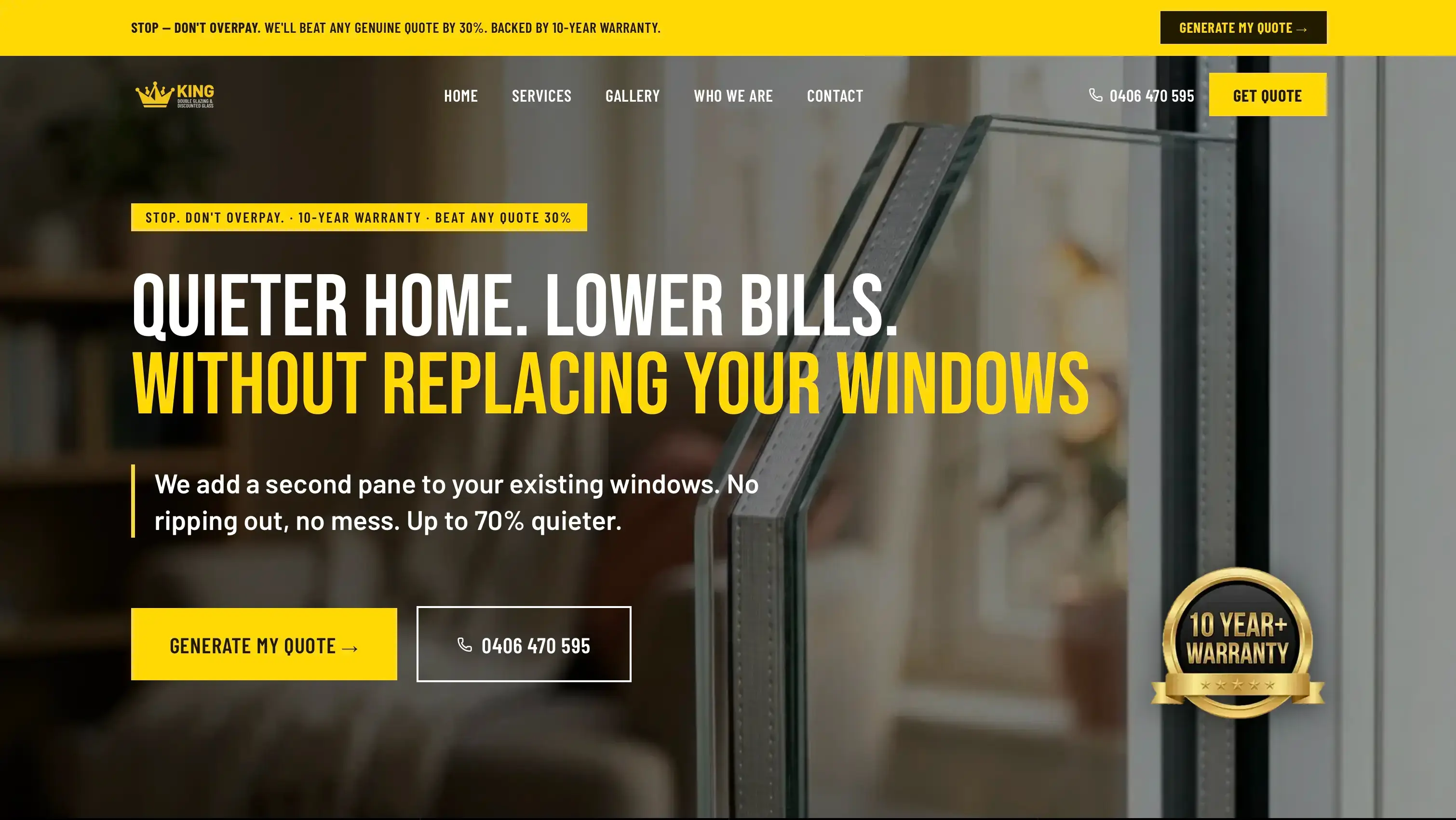 King Double Glazing homepage